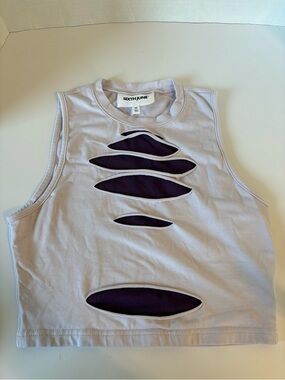 Sixth June Y2K Grunge Lavender Cut Out Crop Top w/Purple Cutout Like New